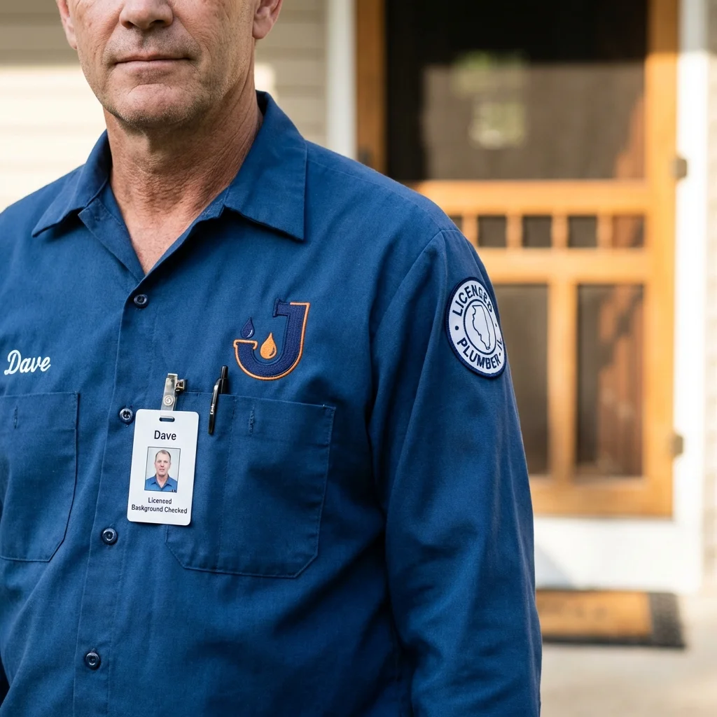 Licensed plumber showing ID badge in Hendersonville, TN