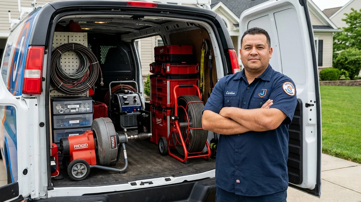 Professional drain cleaning equipment and Johns Plumbing LLC plumber in Hendersonville