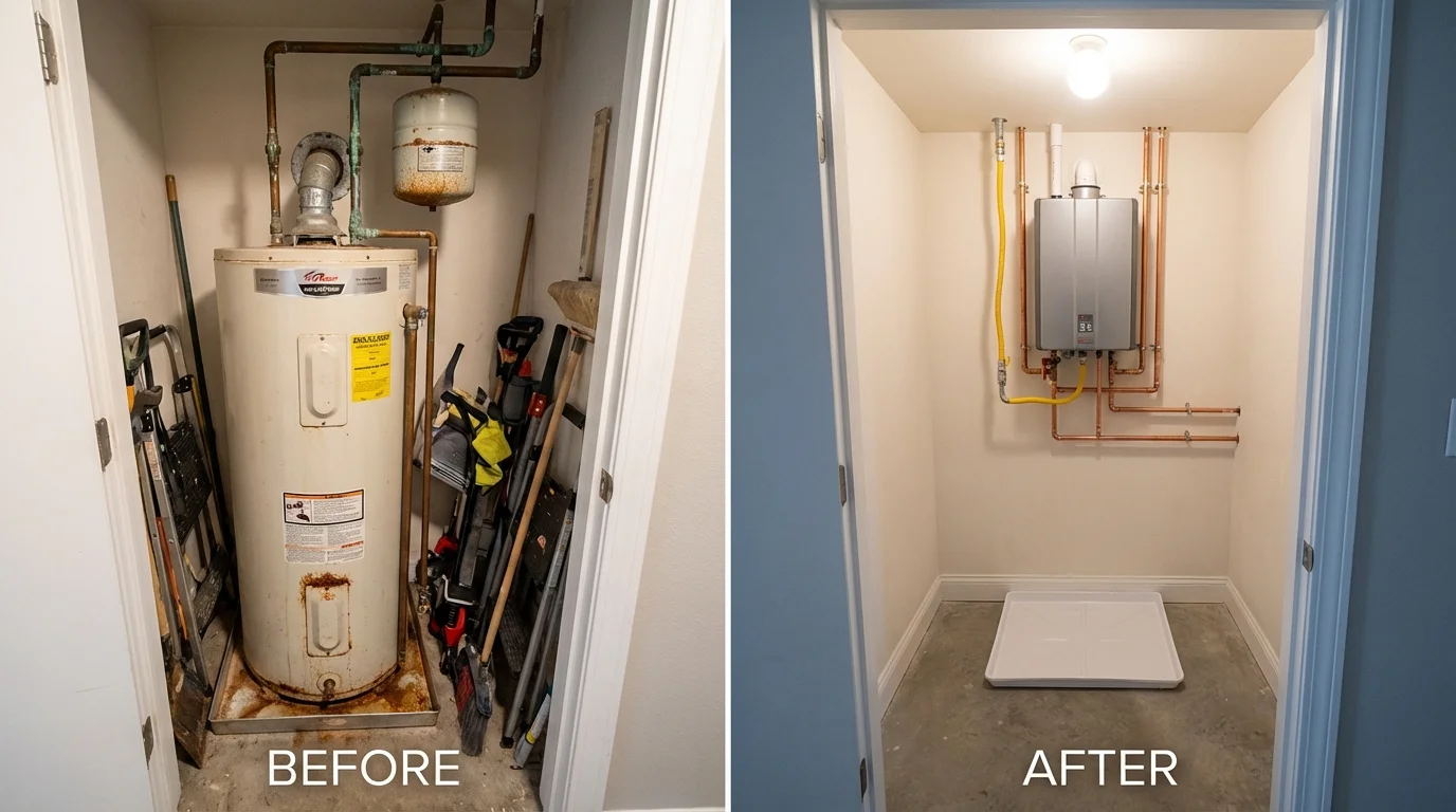Tank water heater versus wall-mounted tankless unit comparison for Hendersonville, TN homeowners